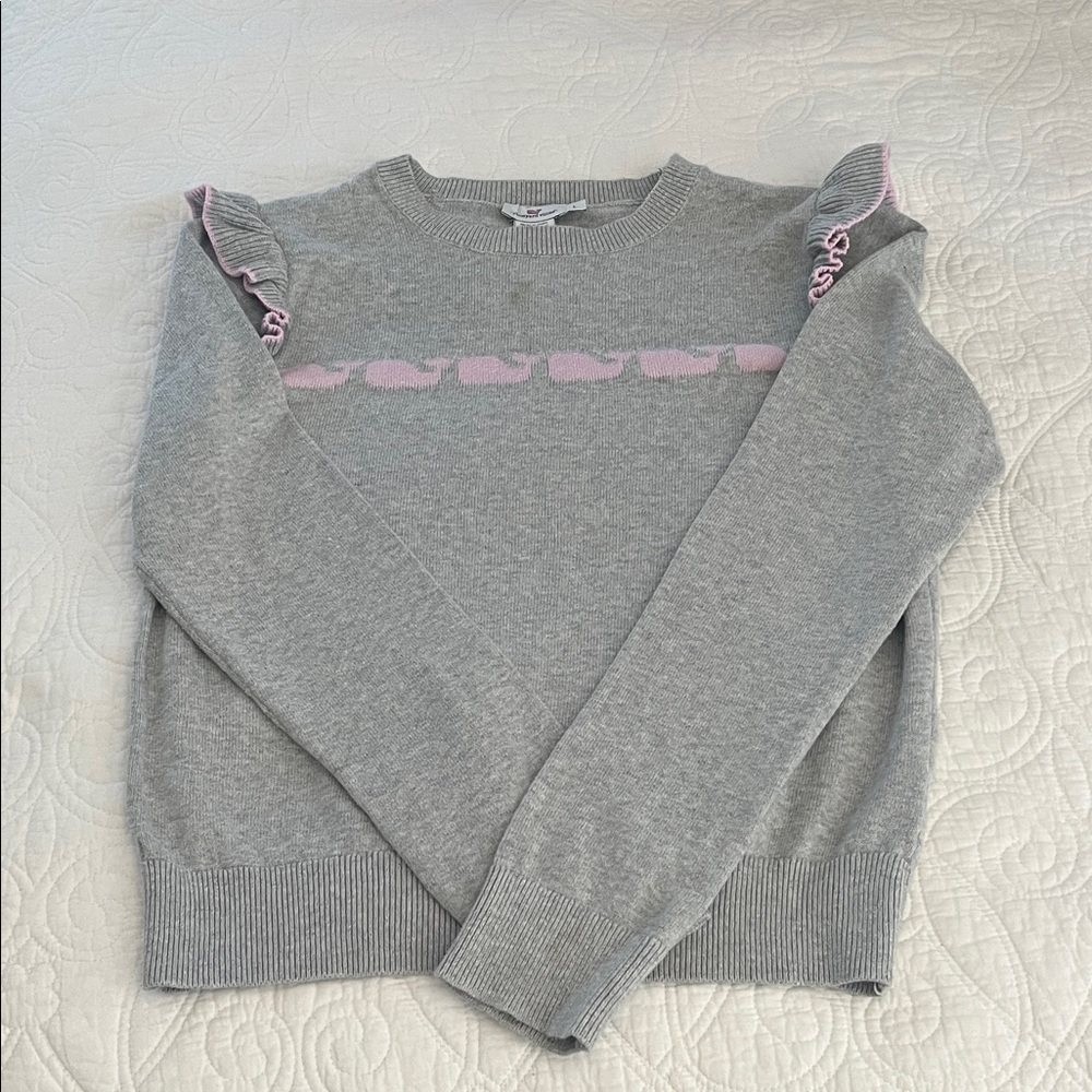 Vineyard Vines Gray Knit with Pink Logo